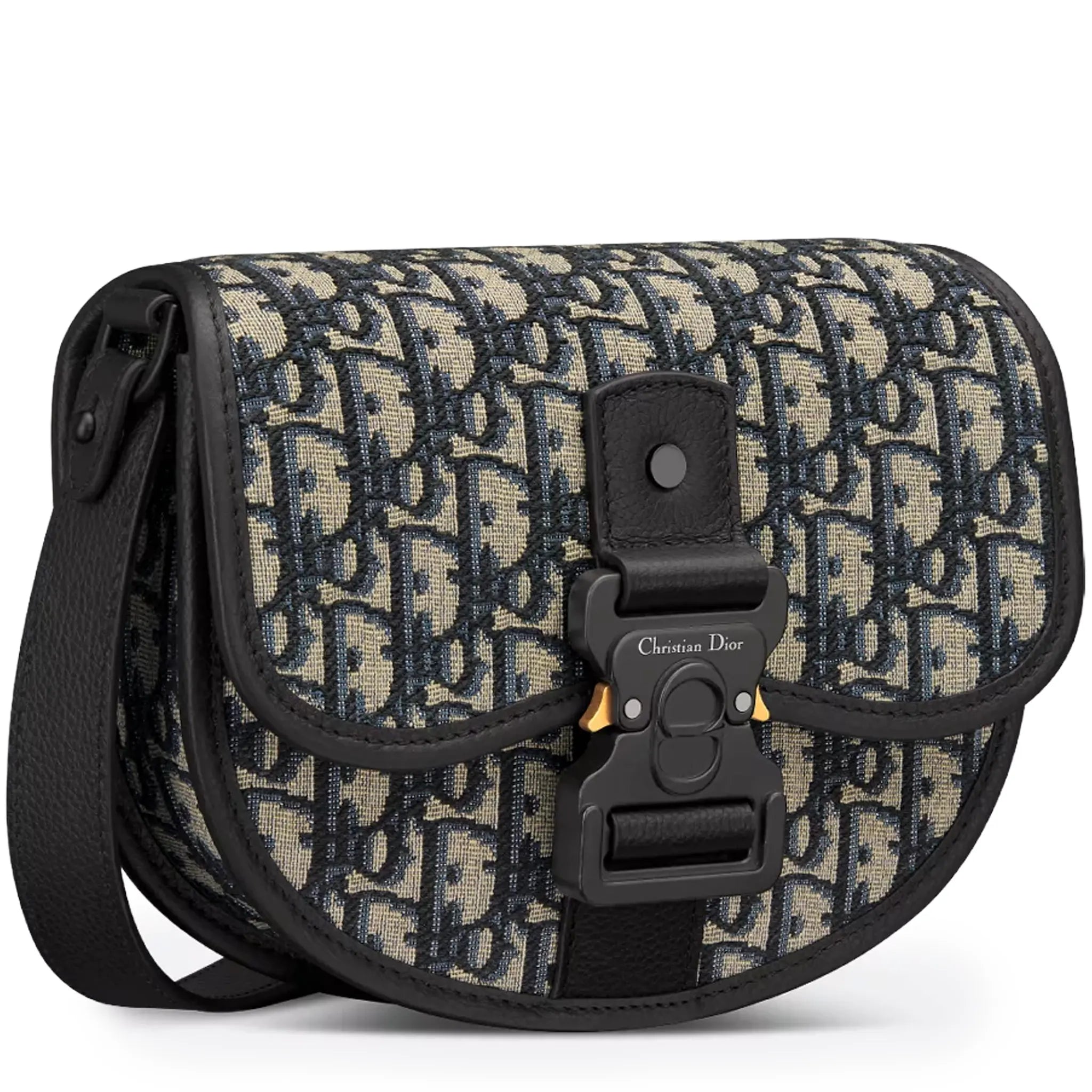 Front Side View of dior oblique jacquard mini gallop beige bag with strap 1adpo033yky_h27e